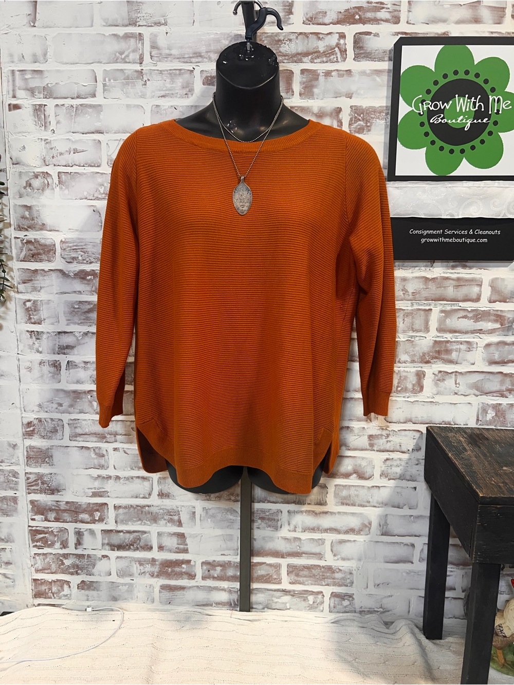 Cyrus Burnt Orange Knit Crewneck Sweater